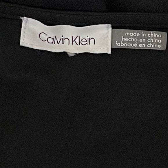 Calvin Klein Black Split Sleeve White Trim Scoop Neck Blouse - Picture 6 of 8